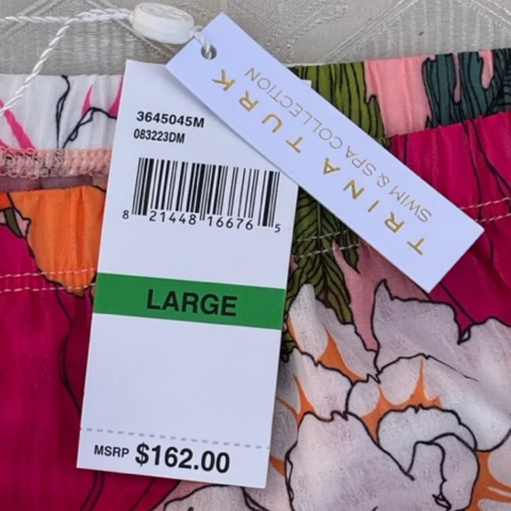 SOLD TRINA TURK NWT Women's SUNNY BLOOM Slit Pant Cover Up Multi Floral Print L - Picture 10 of 13